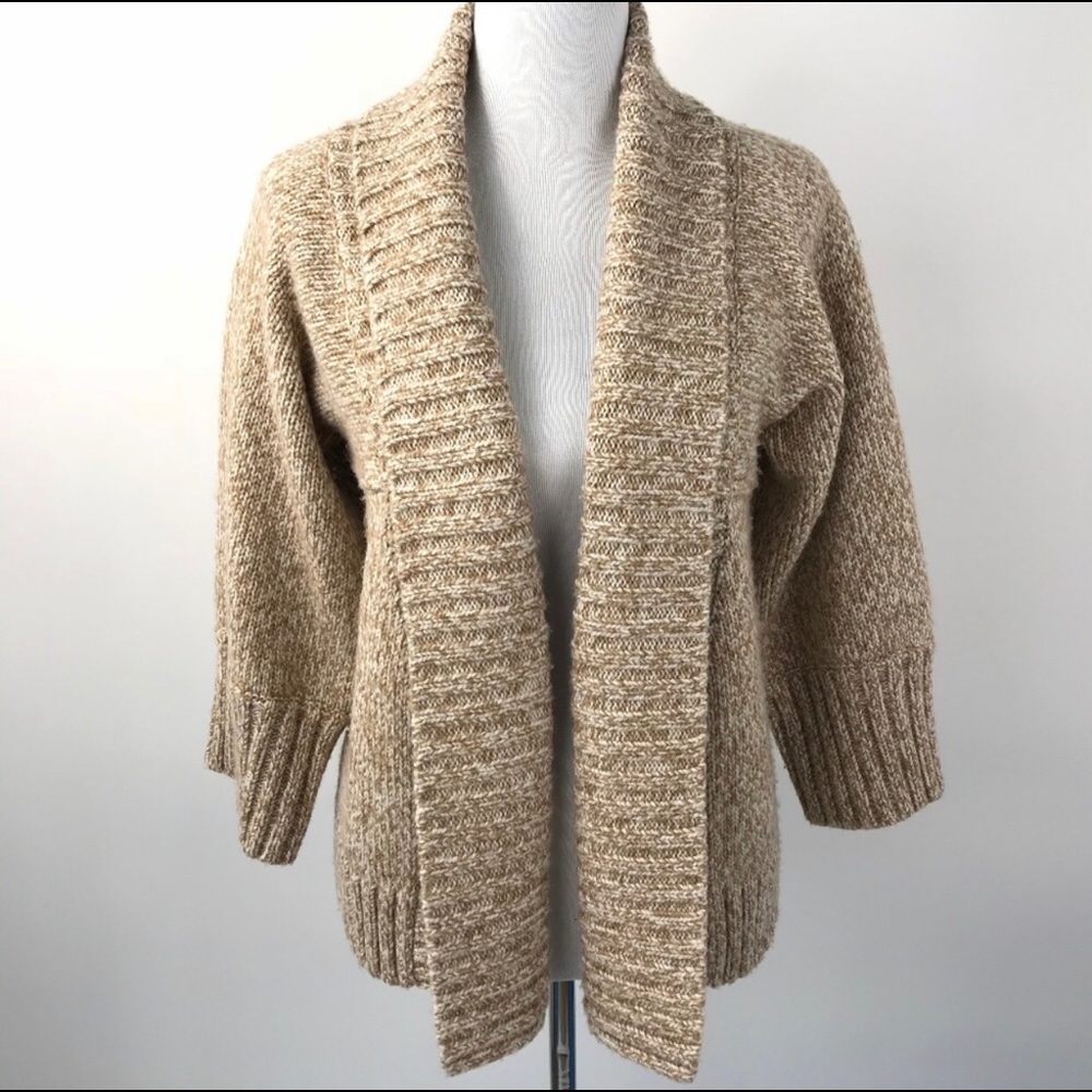 Ann Taylor Loft Camel chunky open cardigan, small.